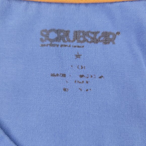 Scrubstar Scrub Top Shirt Women's Small Blue V-Neck Short Sleeve Pocket Uniform - Picture 12 of 13